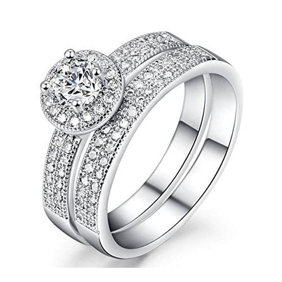 Diamond Simulated Micro Inserted Band Ring Size 6