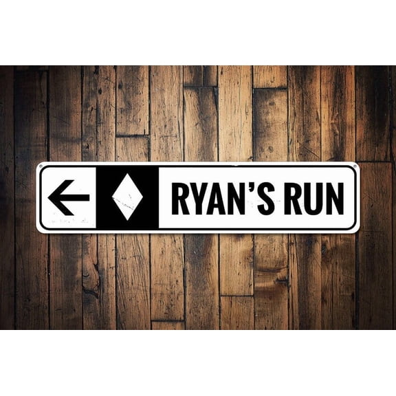 Diamond Ski Run Sign Ski Arrow Mountain Lodge Sign Custom Cabin Decor Metal Expert Skiing Sign Ski Rooms - Size: 16 x 4 Inches