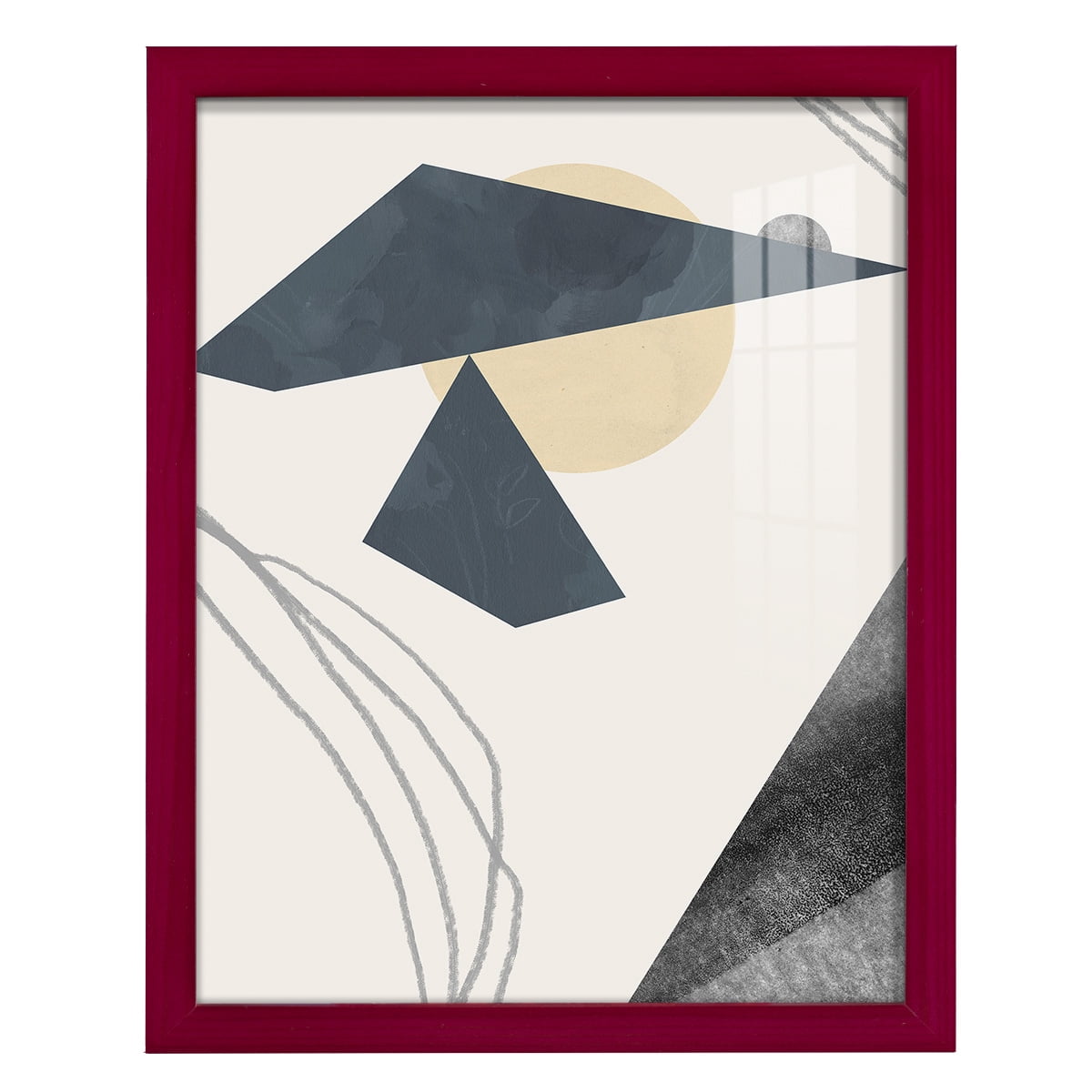 Diamond Slate IV - Framed Print w/glass - Cherry Red