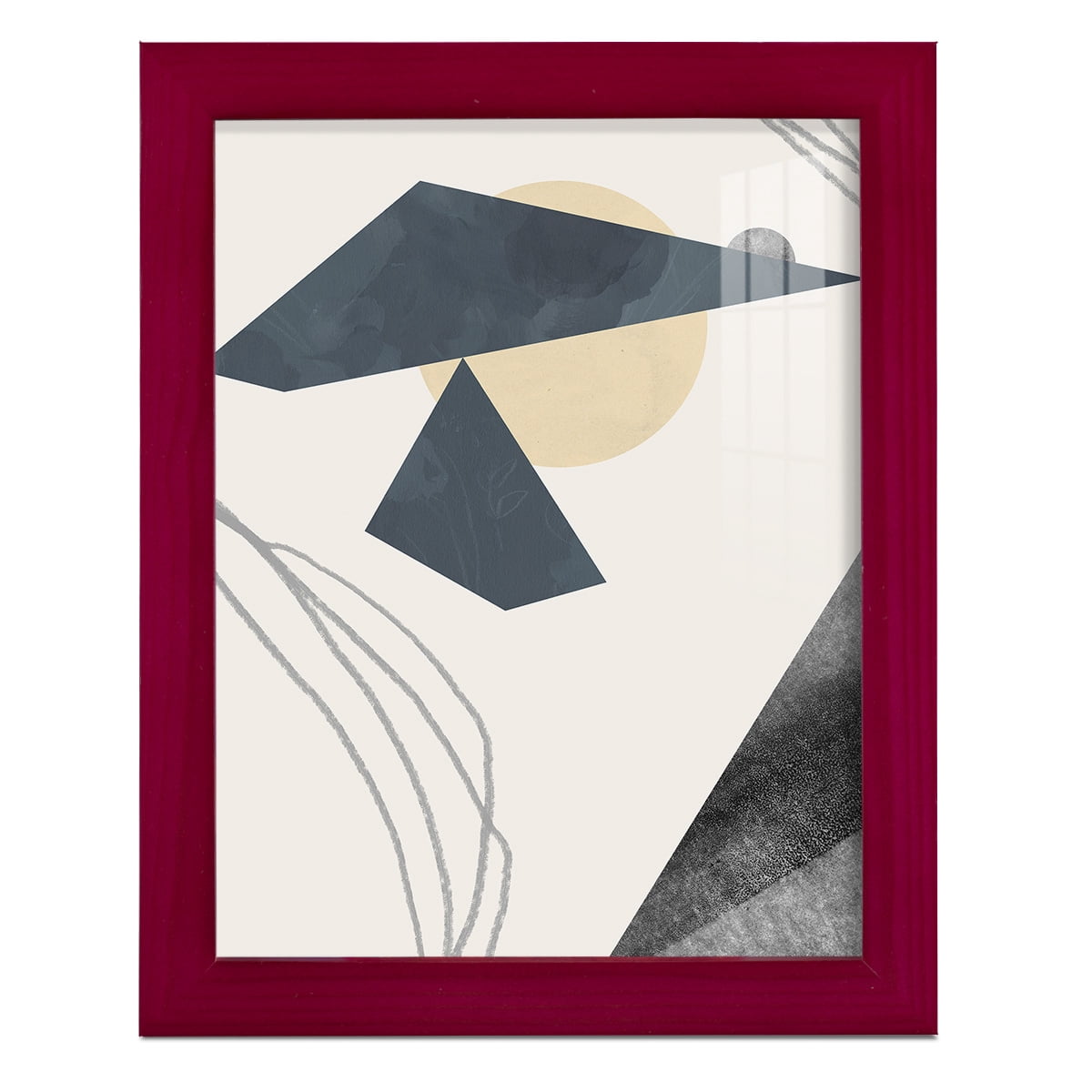 Diamond Slate IV - Framed Print w/glass - Cherry Red