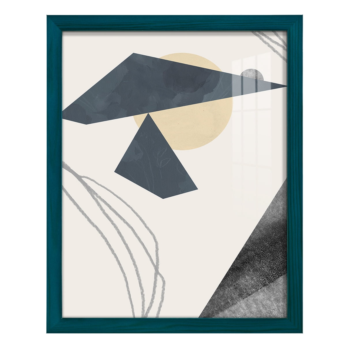 Diamond Slate IV - Framed Print w/glass - Ocean Blue