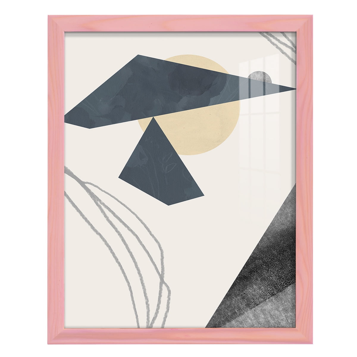 Diamond Slate IV - Framed Print w/glass - Sunset Pink