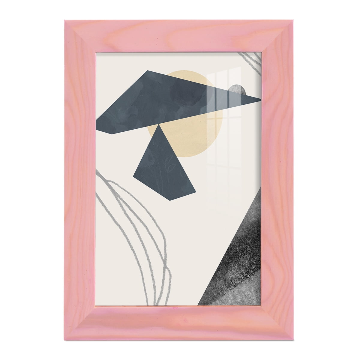 Diamond Slate IV - Framed Print w/glass - Sunset Pink