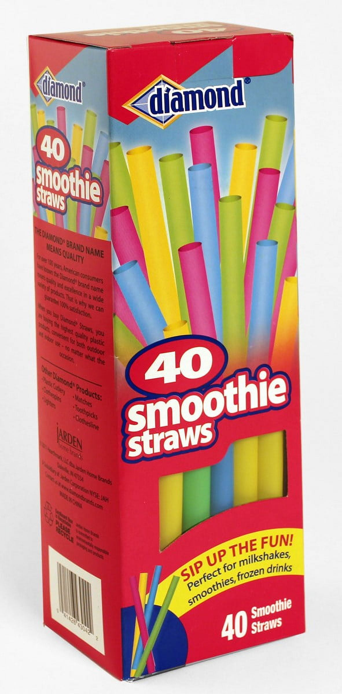 Diamond Smoothie Straws, Assorted Colors, 40 Ct