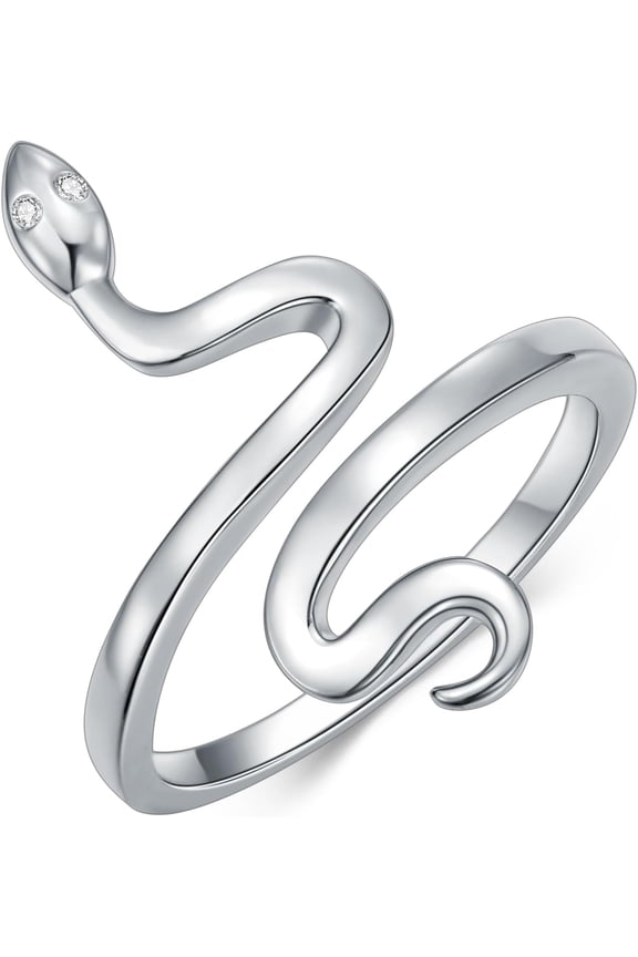 Diamond Snake Ring for Women 925 Sterling Silver Snake Statement Rings Open Adjustable Rings for Women
