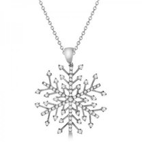 Diamond Snowflake Pendant Necklace in 14K White Gold (0.30ct)