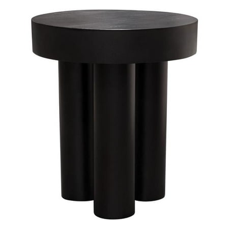 Rune 16 Inch Round End Table with Iron Leg Base in Black