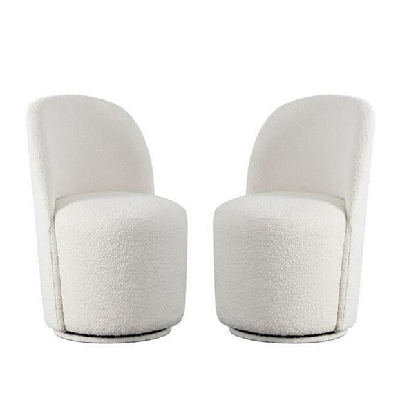 Diamond Sofa KENDALLCHIV2PK 23 x 22 x 34.75 in. Kendall Dining & Accent Swivel Chair in Ivory Boucle Fabric - Pack of 2