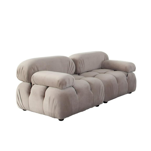 Diamond Sofa PALOMA1LC1RCTN 74 in. Paloma Modular Sofa in Mink Tan Velvet - 2 Piece