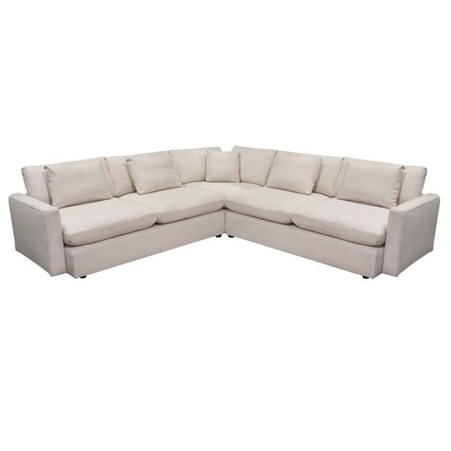 Arcadia Symmetrical L-Shaped Gray Fabric Sectional Sofa