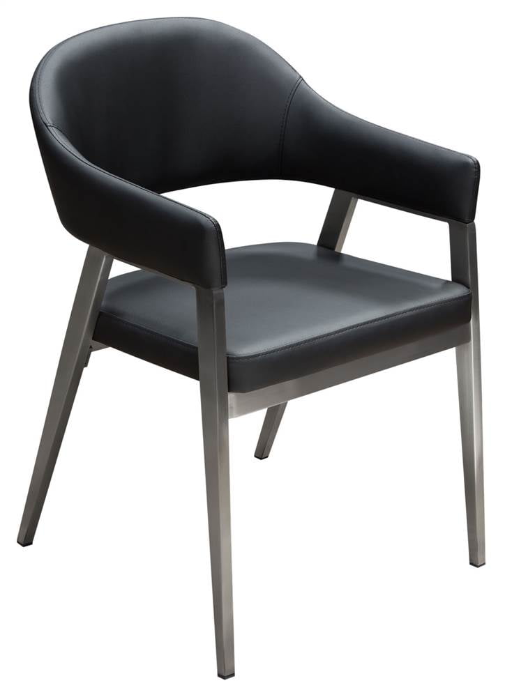 Adele Black Faux Leather Metal Frame Arm Chair Set of 2