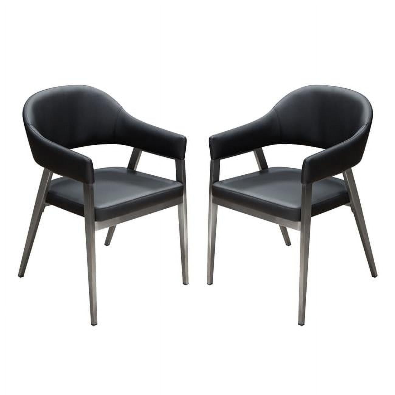 Adele Black Faux Leather Metal Frame Arm Chair Set of 2
