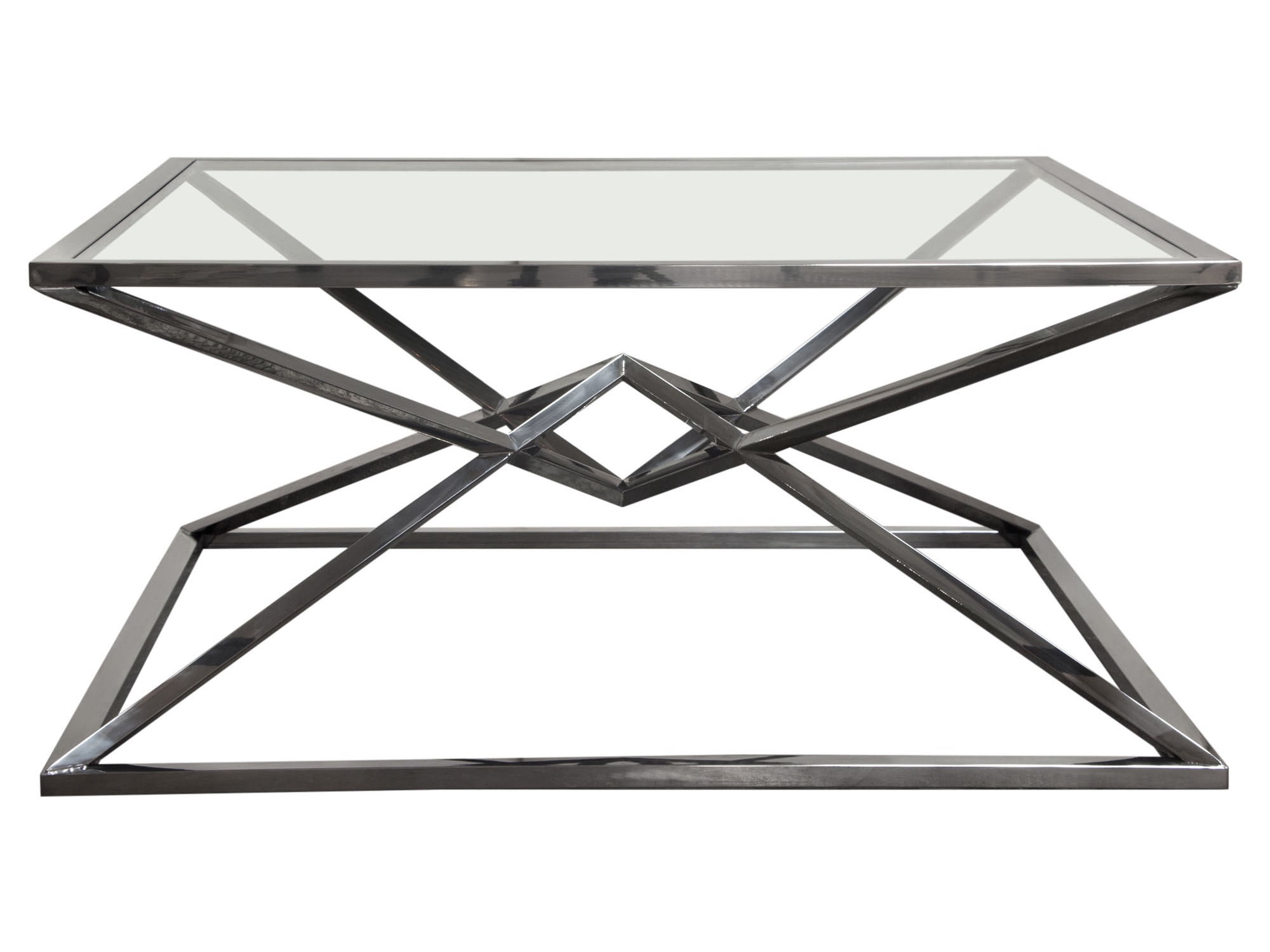 Aria Square Chrome Metal and Glass Cocktail Table