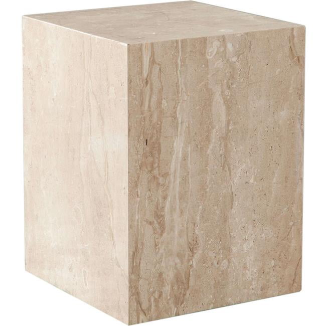 Beige Marble Square Pedestal End Table