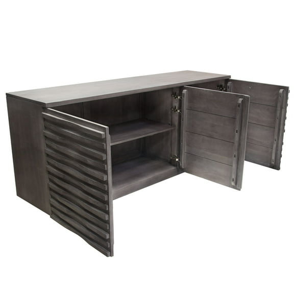 Diamond Sofa Bastille 69" 3-Door Solid Acacia Wood Sideboard in Smoke Grey Finish