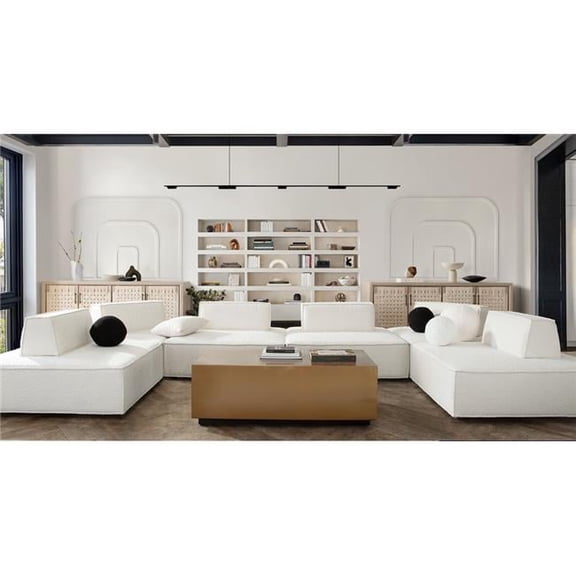 Diamond Sofa CARALGIV5PC 45 x 45 x 15 in.Cara Square Modular Lounger in Ivory Boucle Fabric - 5-Piece