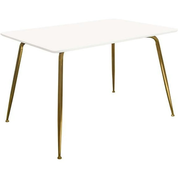 Diamond Sofa CHANCEDTWHGD Chance Lacquer Top Rectangular Dining Table with Brushed Gold Metal Legs, White
