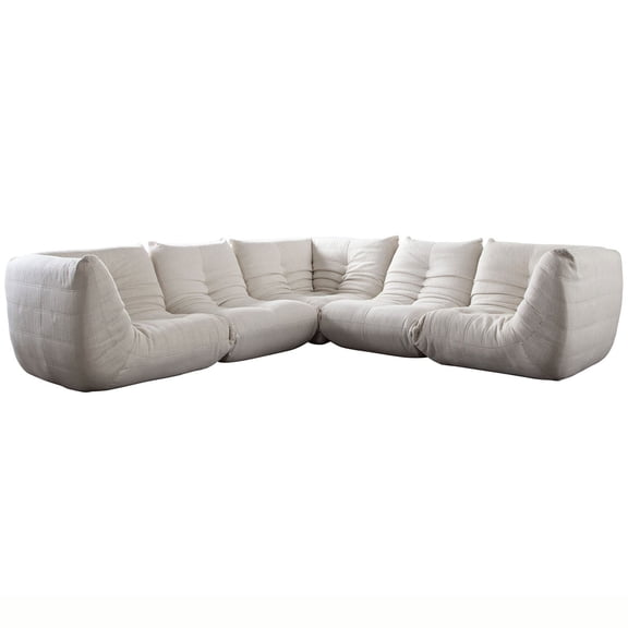 Diamond Sofa EZRA3SC2ACCM Ezra Fabric Corner Sectional, Cream - 5 Piece