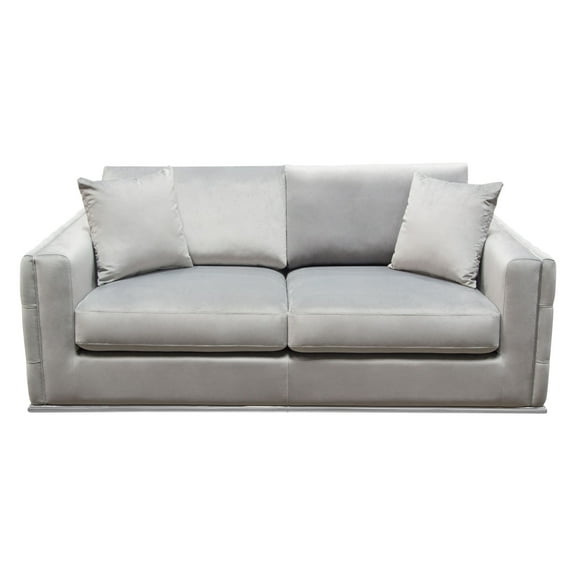 Diamond Sofa Envy Loveseat in Platinum Grey Velvet with Tufted Outside Detail and Silver Metal Trim