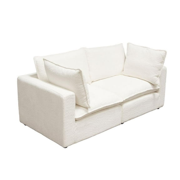 Ivy 2-Piece Modular Sofa in White Faux Shearling by Diamond Sofa