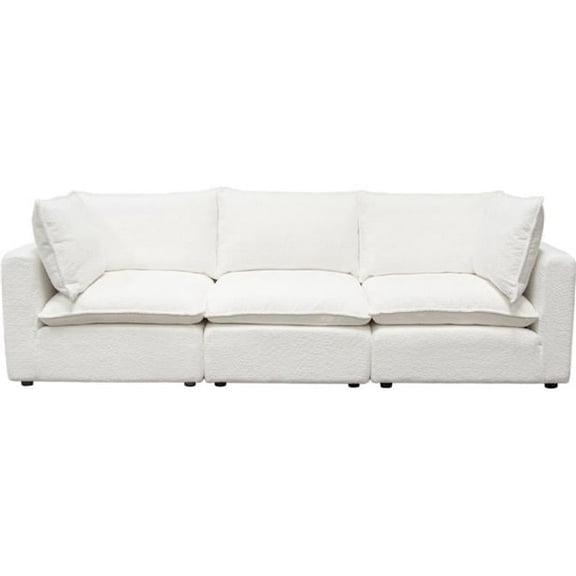 Diamond Sofa IVY2SC1ACWH Ivy Modular Sofa with Faux Shearling & Feather Down Seating, White - 3 Piece