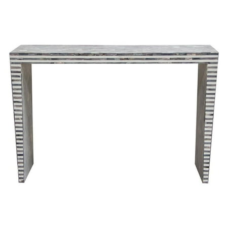 Diamond Sofa Mosaic Console Table w/ Bone Inlay in Linear Pattern