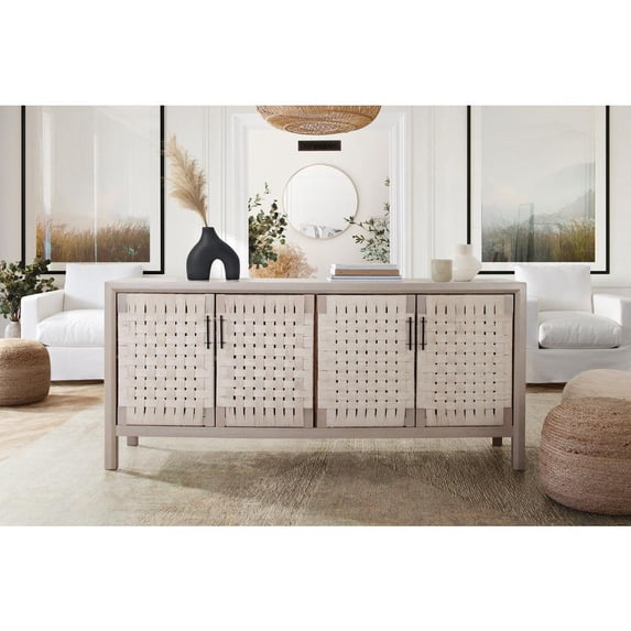 Diamond Sofa PALMSBNA Palm Solid Mango Wood 4-Door Sideboard, Natural ...