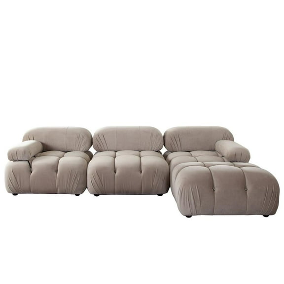 Diamond Sofa PALOMA1LC1AC1RC1OTTN 111 in. Velvet Reversible Chaise Sectional, Mink Tan - 4 Piece