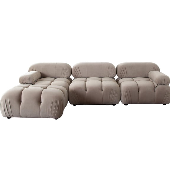 Diamond Sofa PALOMA1LC1AC1RC1OTTN 111 in. Velvet Reversible Chaise Sectional, Mink Tan - 4 Piece