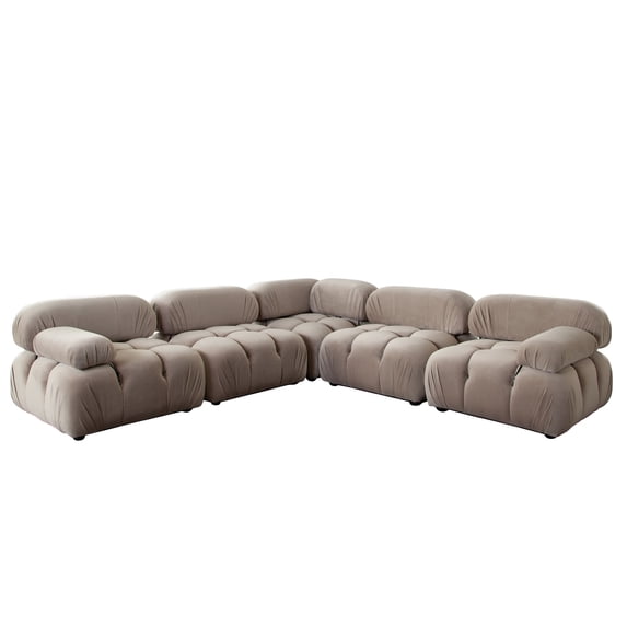 Diamond Sofa PALOMA1LC2AC1SC1RCTN 111 in. Velvet Corner Sectional, Mink Tan - 5 Piece