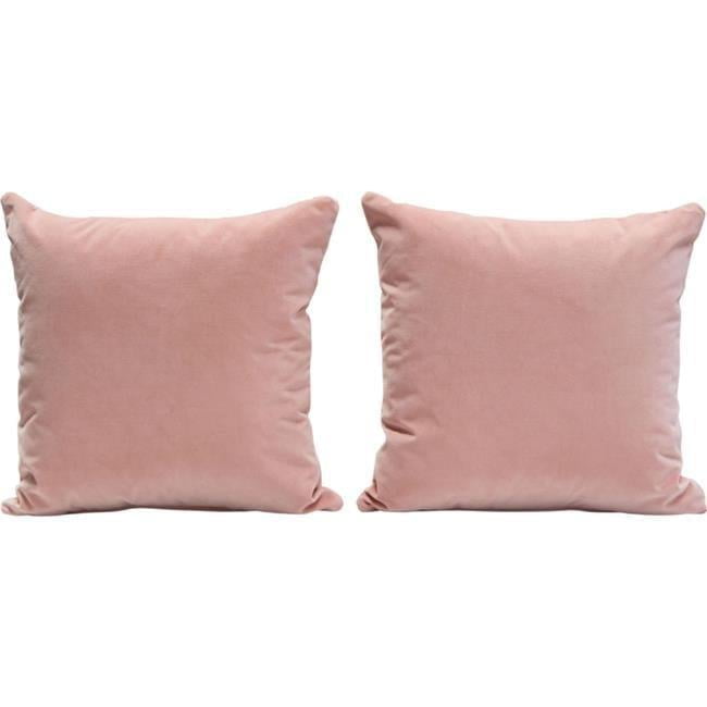 Blush Pink Velvet 16" Square Accent Pillow Set