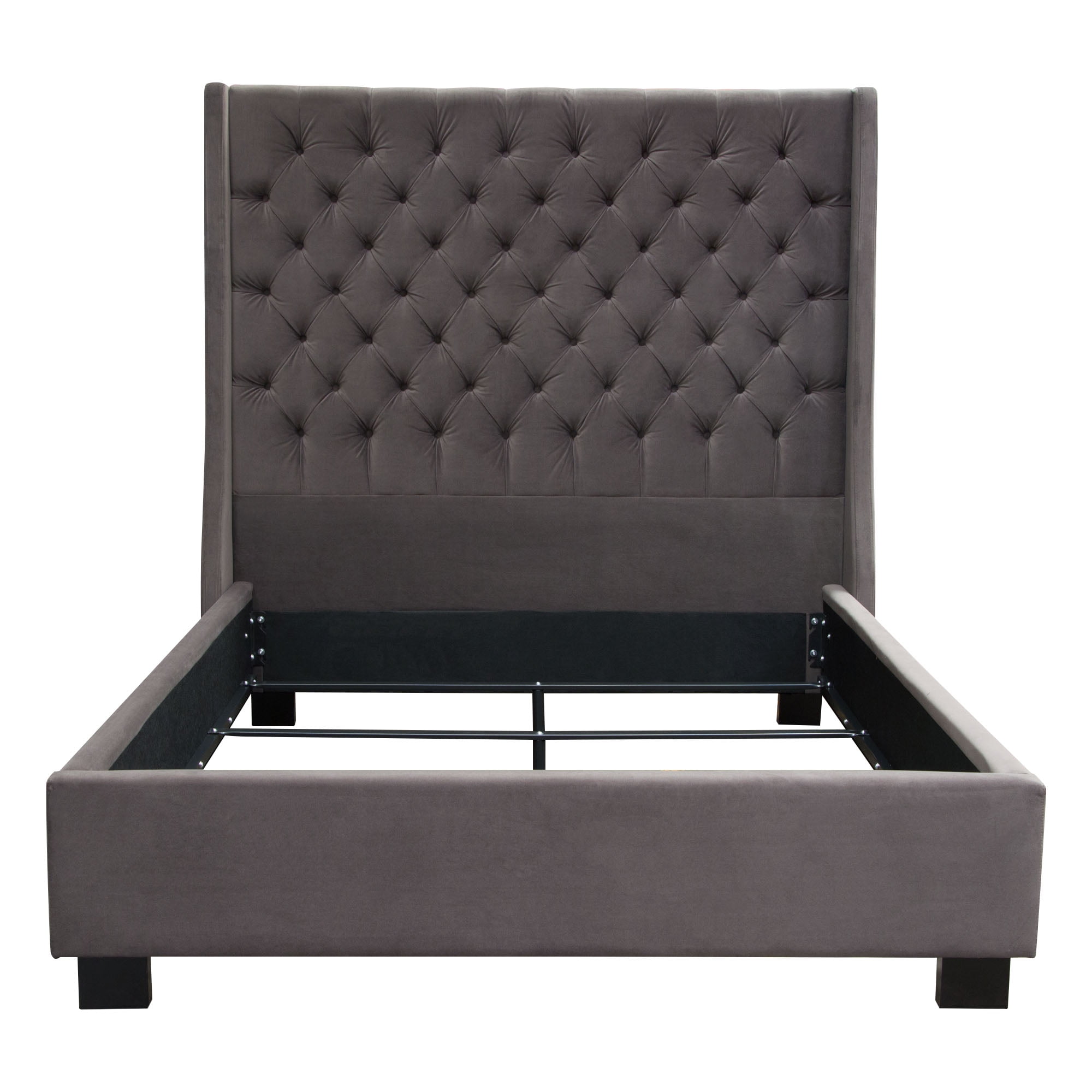 Park Avenue Eastern King Tufted Wingback Bed in Smoke Grey Velvet