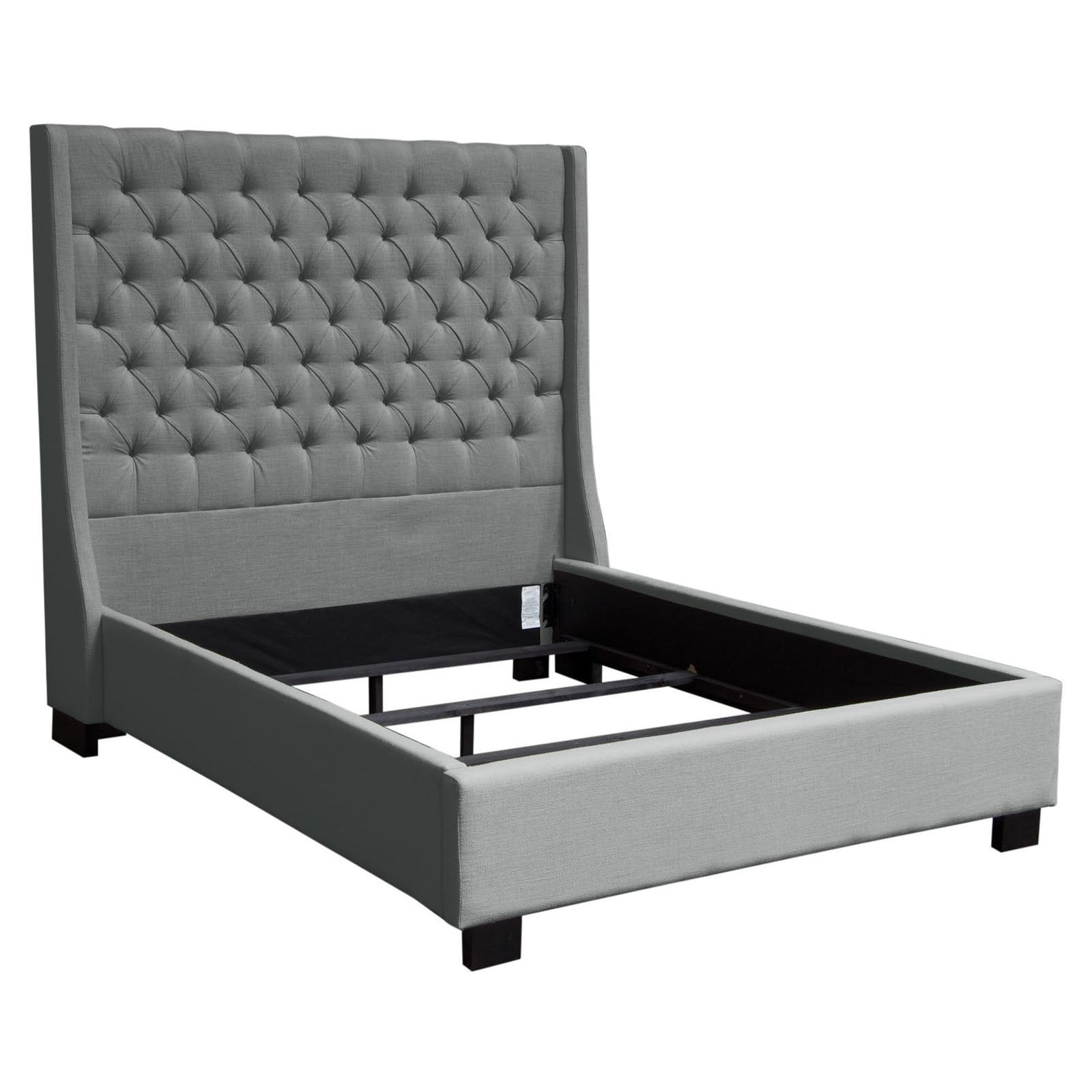 Park Avenue King Tufted Wingback Bed in Grey Linen