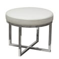thumbnail image 1 of Round Accent Stool with Padded White Leather Seat, 1 of 8