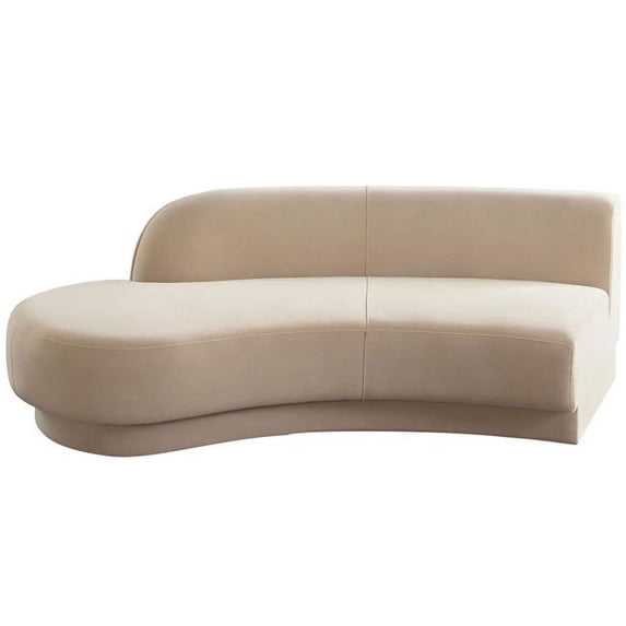 Diamond Sofa ZELDALCLCA Zelda Light Performance Velvet LF Curved Chaise with Accent Pillow Ball, Camel