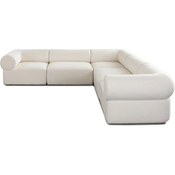 Diamond Sofa Zia Sherpa Fabric Corner Sectional, Ivory - 5 Piece