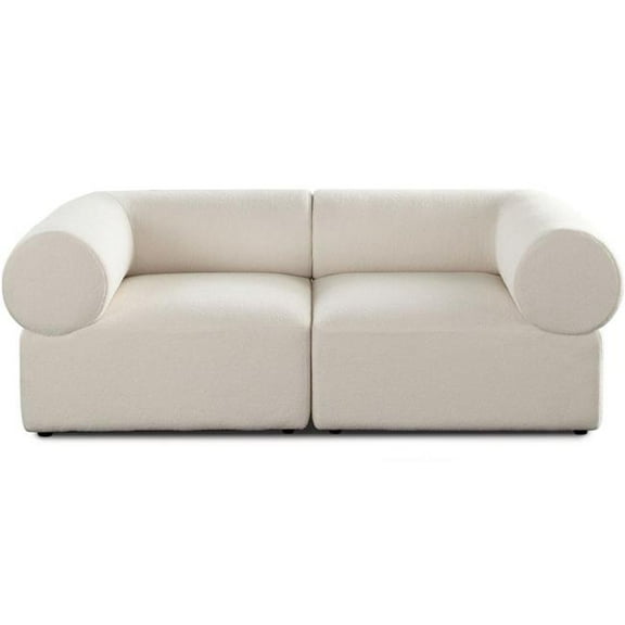 Diamond Sofa  Zia Sherpa Fabric Modular Sofa, Ivory - 2 Piece