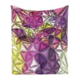thumbnail image 1 of Diamond Soft Flannel Fleece Blanket, Abstract Ornate Gradient Different Size Diamond Motifs Futuristic Effects Print, Cozy Plush for Indoor and Outdoor Use, 70" x 90", Purple Yellow, by Ambesonne, 1 of 5