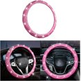 thumbnail image 1 of Diamond Soft Leather Steering Wheel Cover, 15 Inch Bling Elastic Steering Wheel Protector with Sparkly Crystal Rhinestones, Auto Accessories Universal for SUV, Truck, Van, Car (Pink), 1 of 10