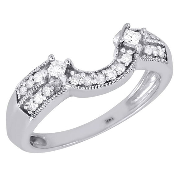 Diamond Solitaire Engagement Ring Enhancer Vintage 14K White Gold Wrap .26 Ct.