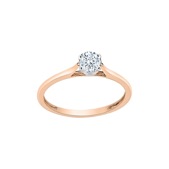 Diamond Solitaire Engagement Ring in 10K Rose Gold (1/3 cttw) (I-Color, SI3-I1 Clarity) (Size-9.5)