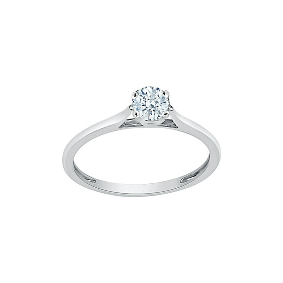 Diamond Solitaire Engagement Ring in 10K White Gold (1/3 cttw) (I-Color, SI3-I1 Clarity) (Size-7.5)