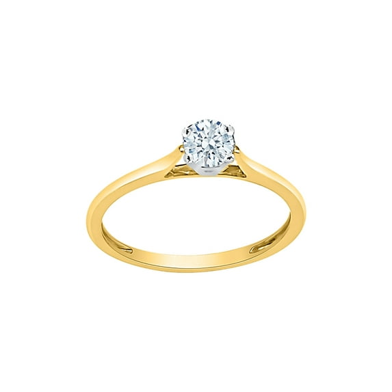 Diamond Solitaire Engagement Ring in 10K Yellow Gold (1/3 cttw) (I-Color, SI3-I1 Clarity) (Size-9.5)