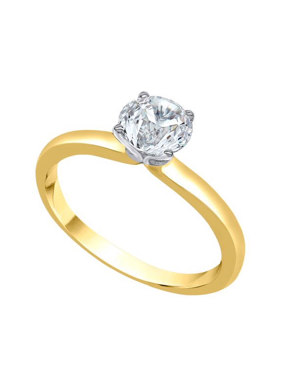 Diamond Solitaire Engagement Ring in 10K Yellow Gold (5/8 cttw) (I-Color, SI3-I1 Clarity) (Size-9)
