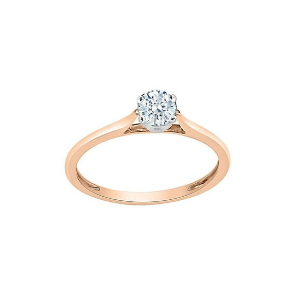 Diamond Solitaire Engagement Ring in 14K Rose Gold (1/3 cttw) (I-Color, SI3-I1 Clarity) (Size-10.5)
