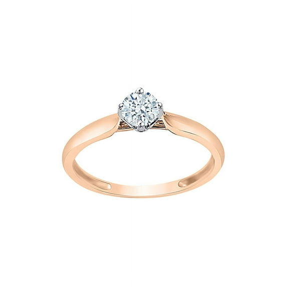 Diamond Solitaire Engagement Ring in 14K Rose Gold (1/4 cttw) (I-Color, SI3-I1 Clarity) (Size-8)