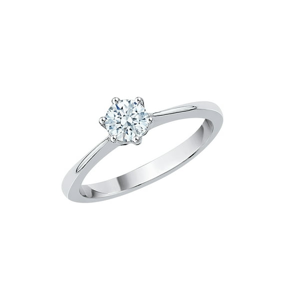 Diamond Solitaire Engagement Ring in 14K White Gold (1/2 cttw) (I-Color, SI3-I1 Clarity) (Size-6.5)