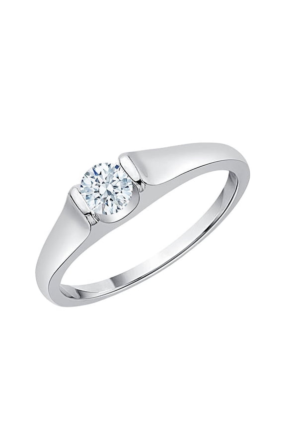 Diamond Solitaire Engagement Ring in 14K White Gold (1/4 cttw) (I-Color, SI3-I1 Clarity) (Size-10)