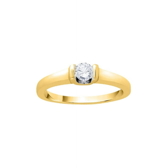 Diamond Solitaire Engagement Ring in 14K Yellow Gold (1/4 cttw) (I-Color, SI3-I1 Clarity) (Size-9.5)