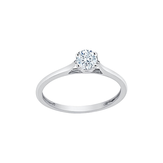 Diamond Solitaire Engagement Ring in Sterling Silver (1/3 cttw) (I-Color, SI3-I1 Clarity) (Size-7.5)